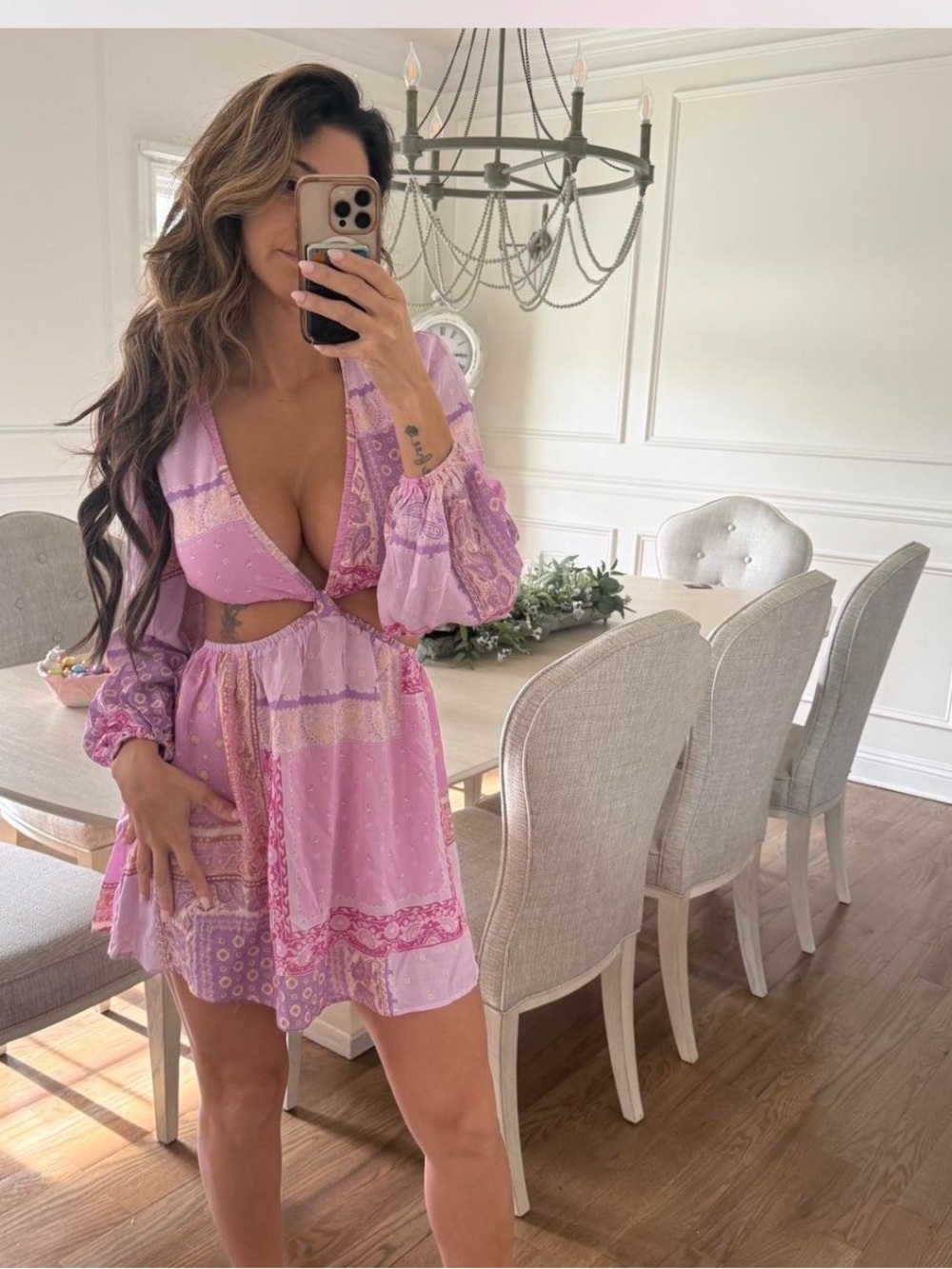 Lilac Cutout Boho Mini Dress - Women - Picture 6 of 8